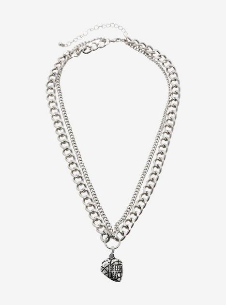 Green Day Heart Grenade Multi Chain Necklace