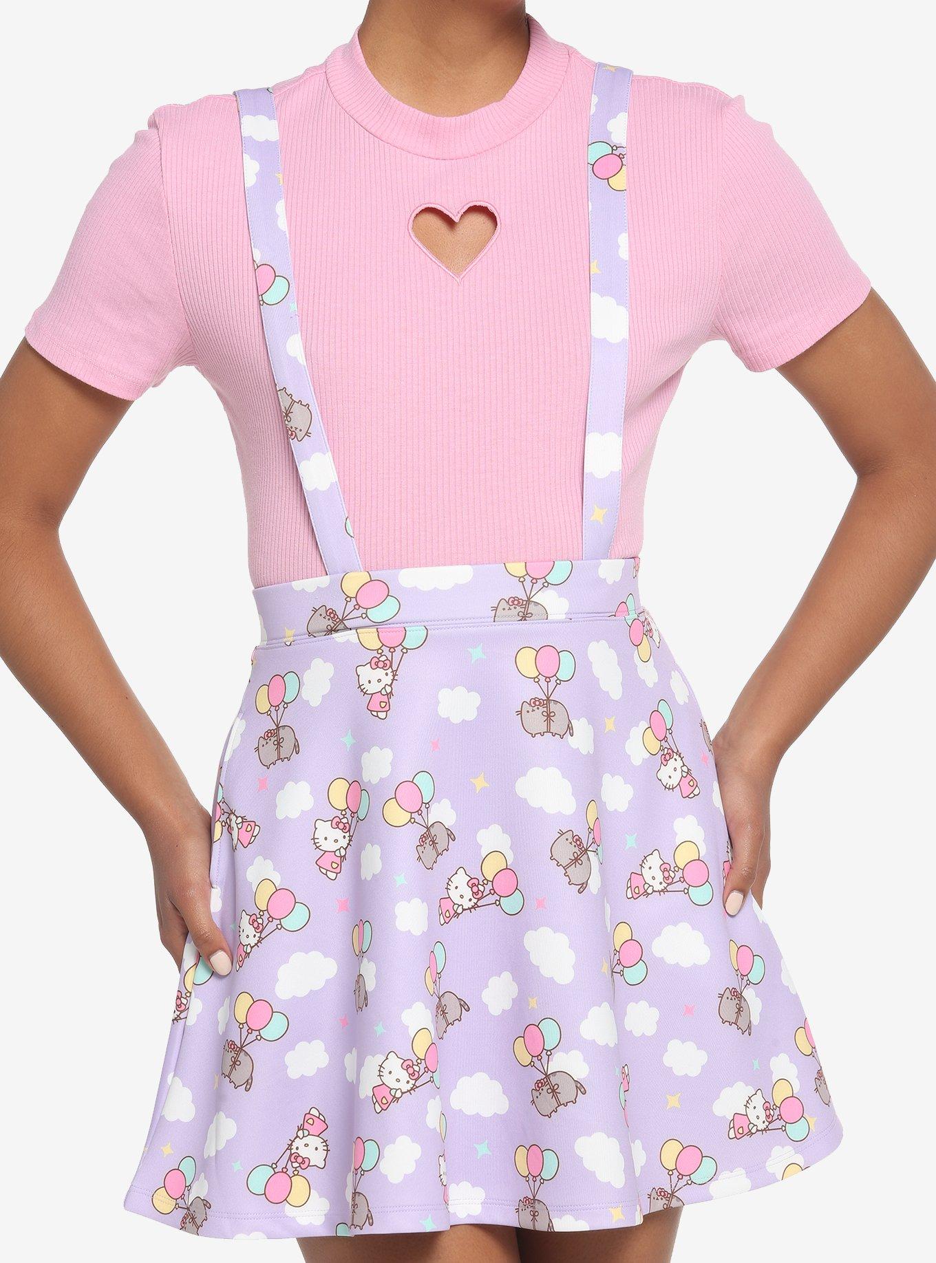 Hello Kitty X Pusheen Lavender Suspender Skirt, MULTI, hi-res