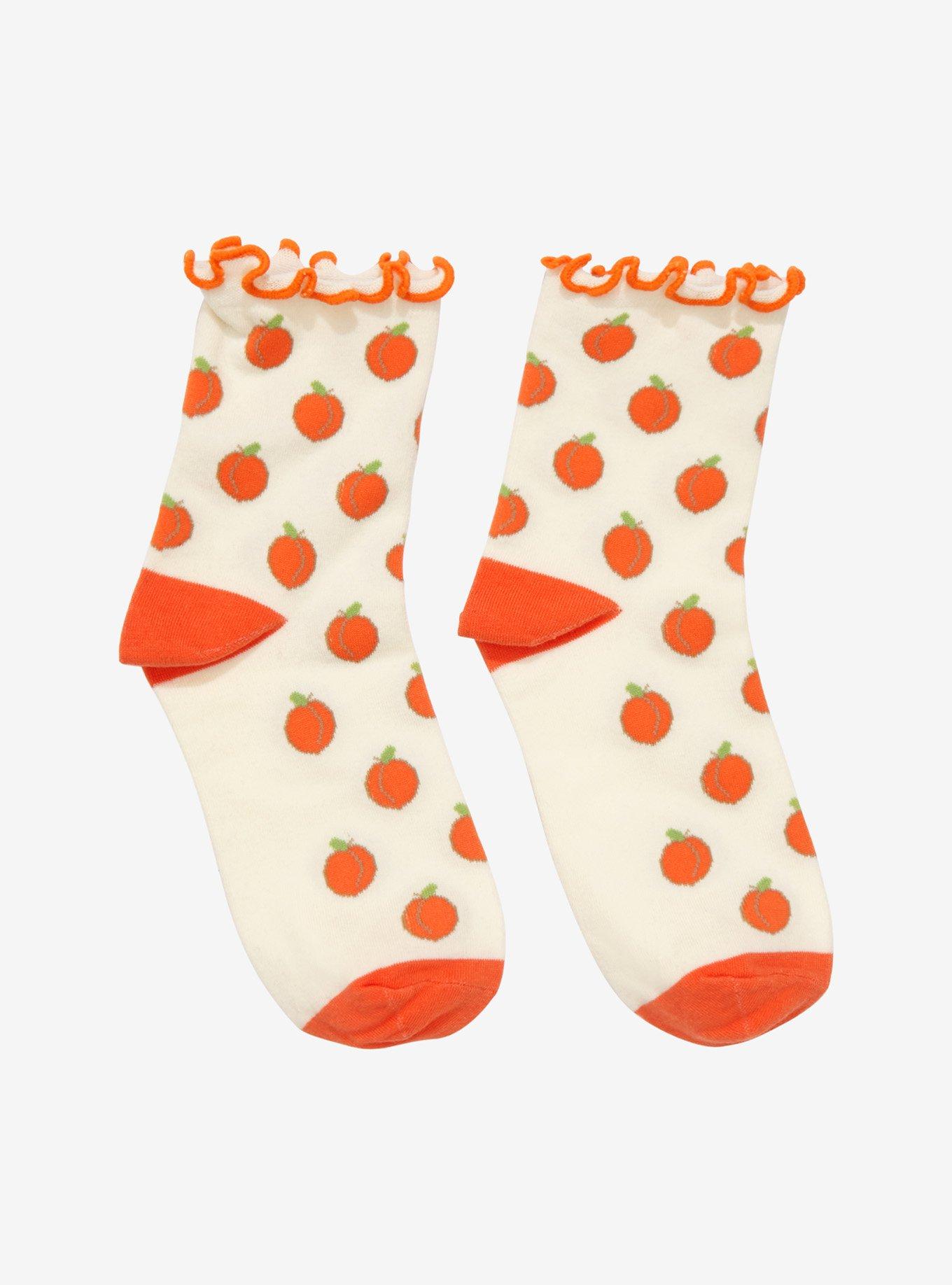 Cream Peach Ruffle Ankle Socks | Hot Topic