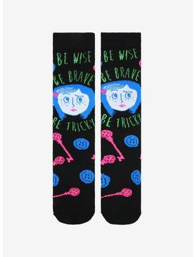 Coraline Neon Buttons Crew Socks, , hi-res