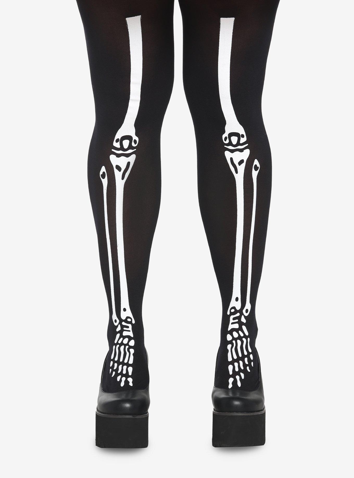 Glow-In-The-Dark Skeleton Tights Plus Size, , hi-res