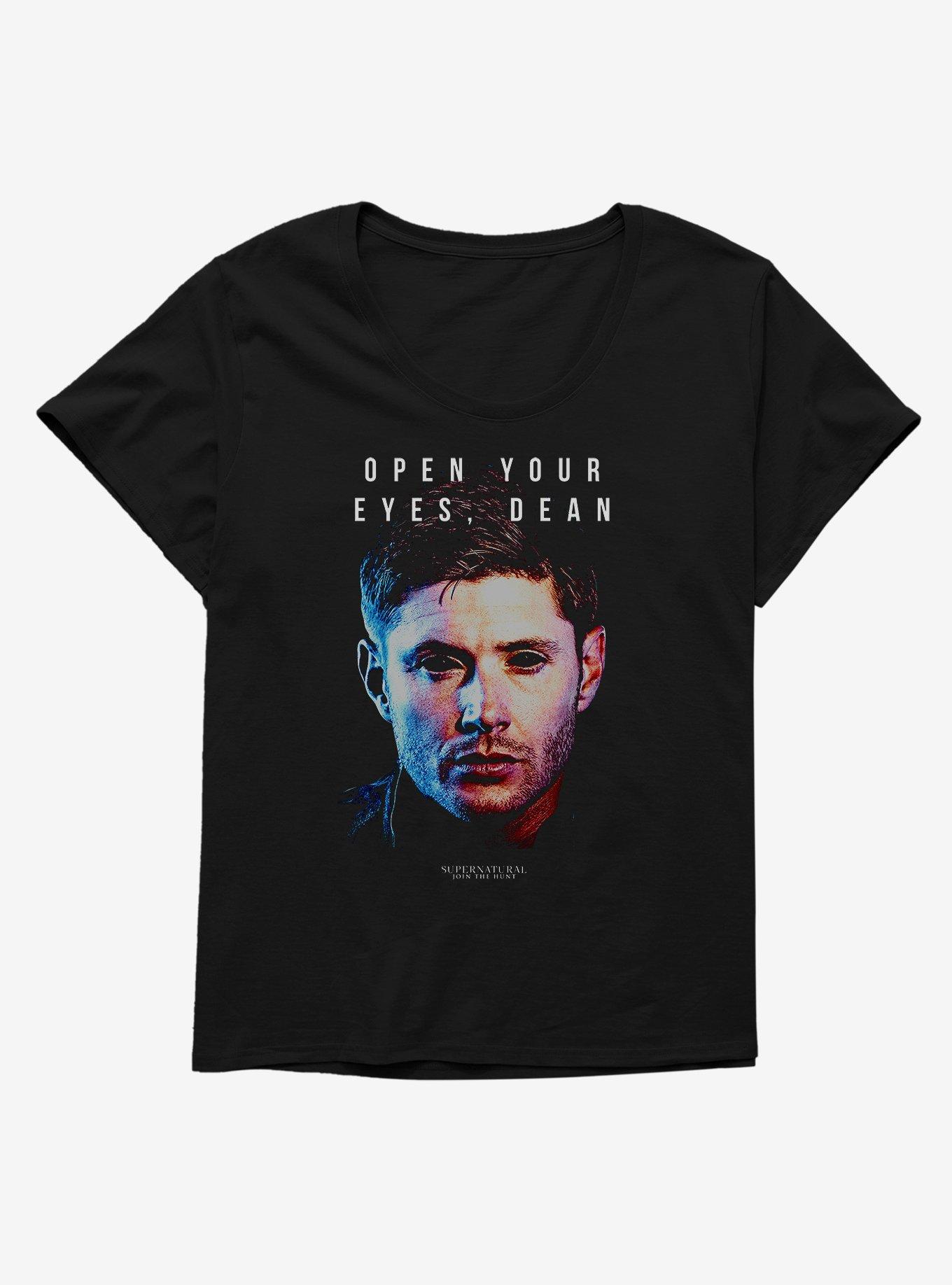 Supernatural Open Your Eyes Dean Womens Plus Size T-Shirt, BLACK, hi-res