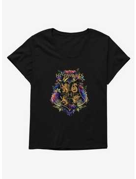 Harry Potter Hogwarts Crest Floral Wreath Womens T-Shirt Plus Size, , hi-res