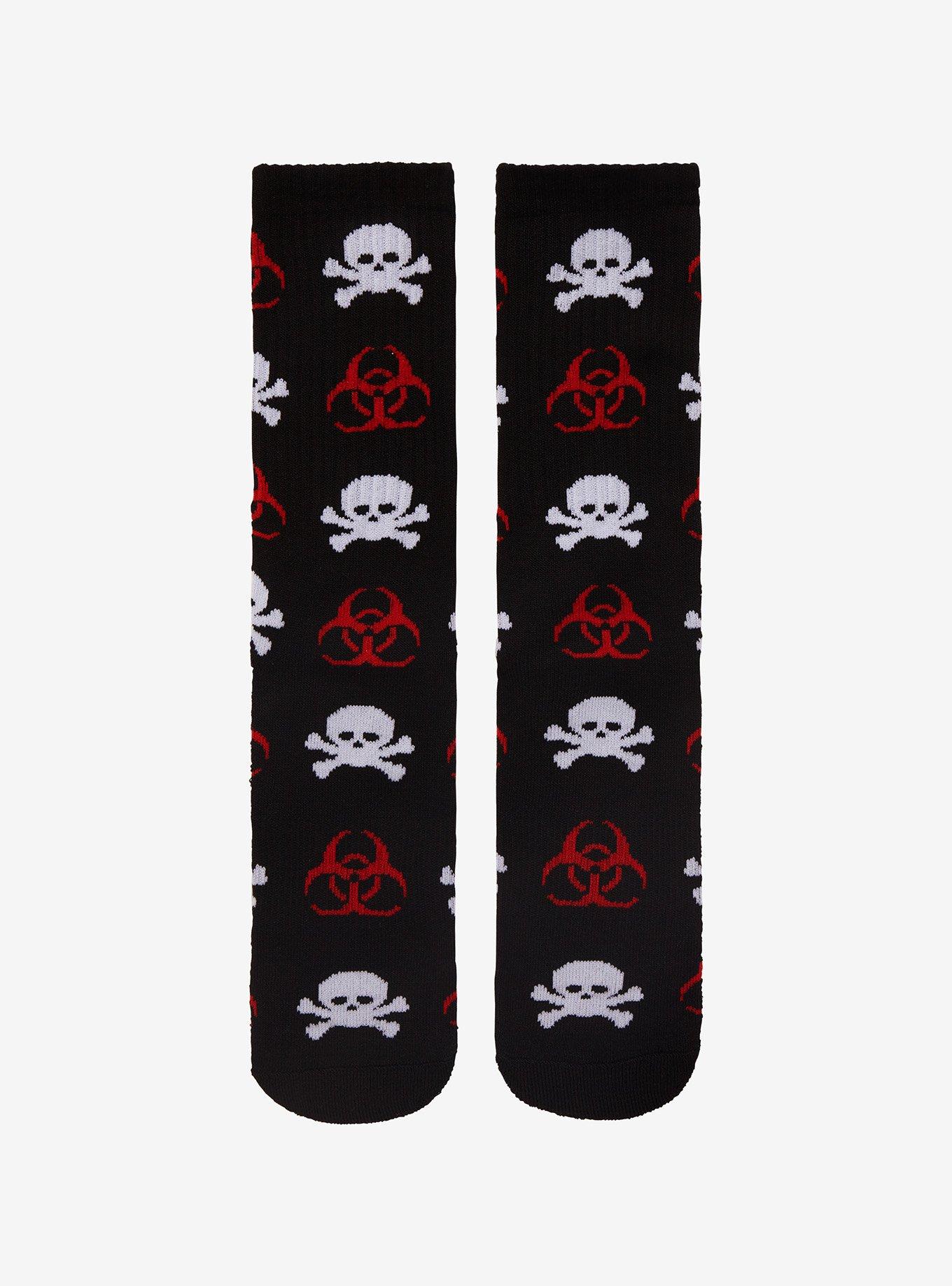 Biohazard Skull Crew Socks, , hi-res