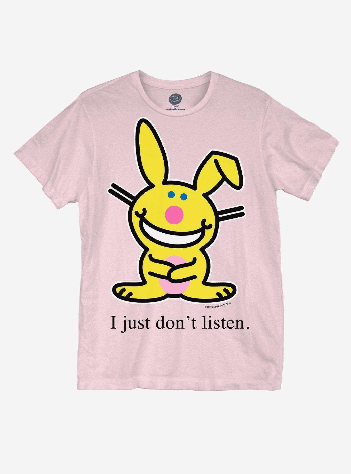 It's Happy Bunny Don't Listen Boyfriend Fit Girls T-Shirt, MULTI, hi-res