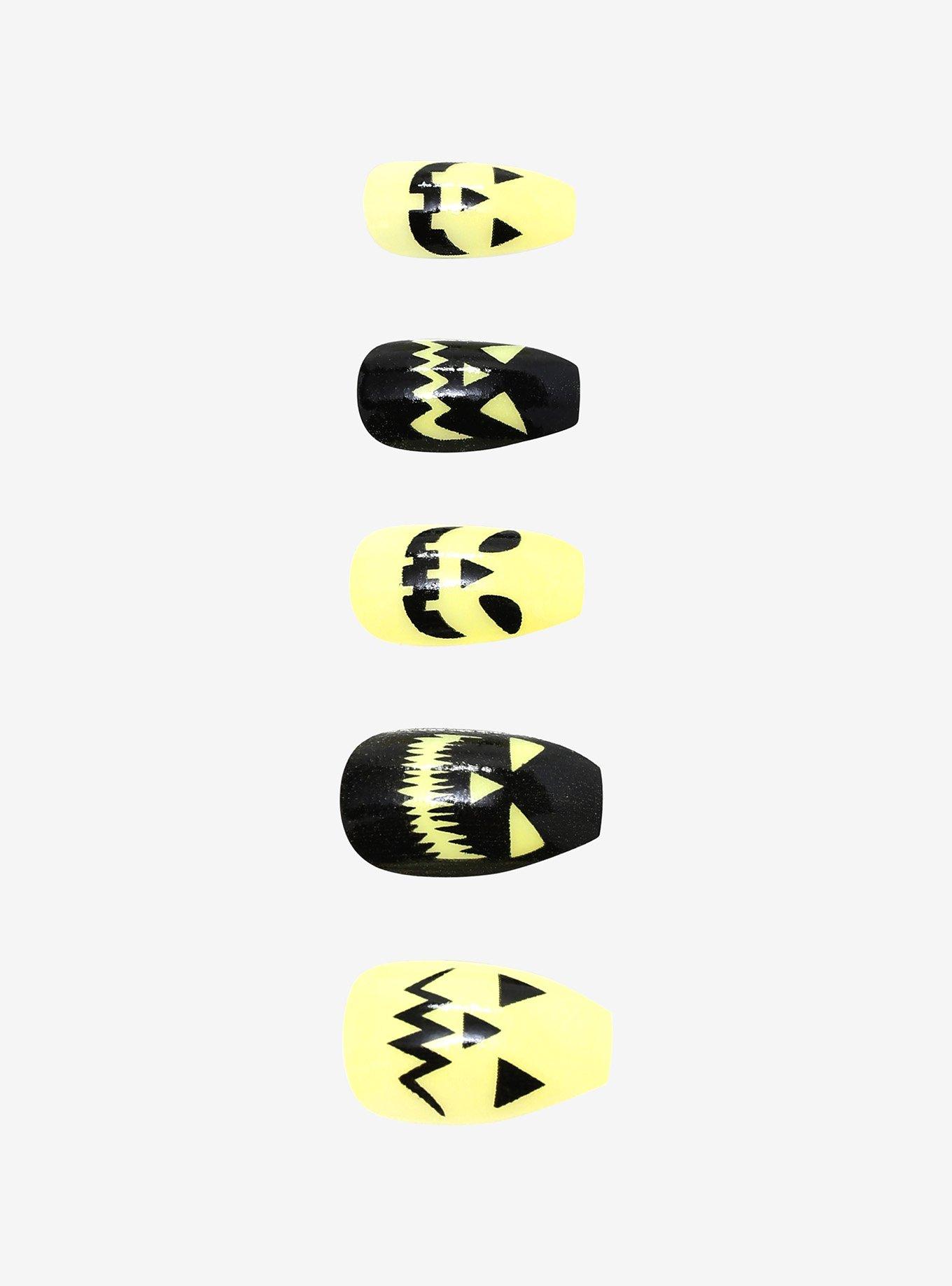 Halloween Pumpkin Contrast Faux Nail Set, , hi-res