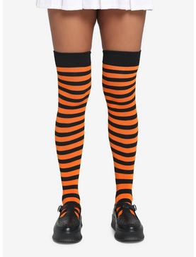 Orange & Black Stripe Knee-High Socks, , hi-res