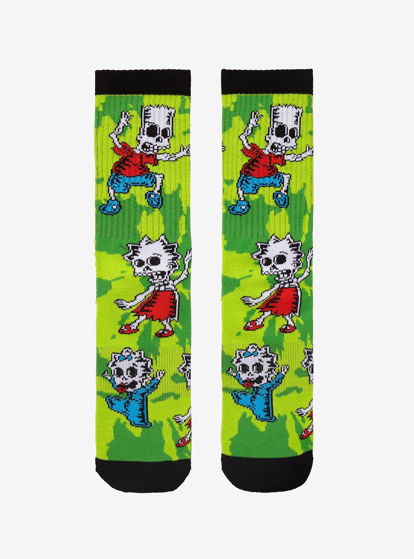The Simpsons Skeleton Kids Tie-Dye Crew Socks, , hi-res