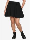 Black Lace-Up Skirt Plus Size, BLACK, hi-res