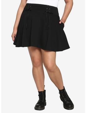Black Lace-Up Skirt Plus Size, , hi-res