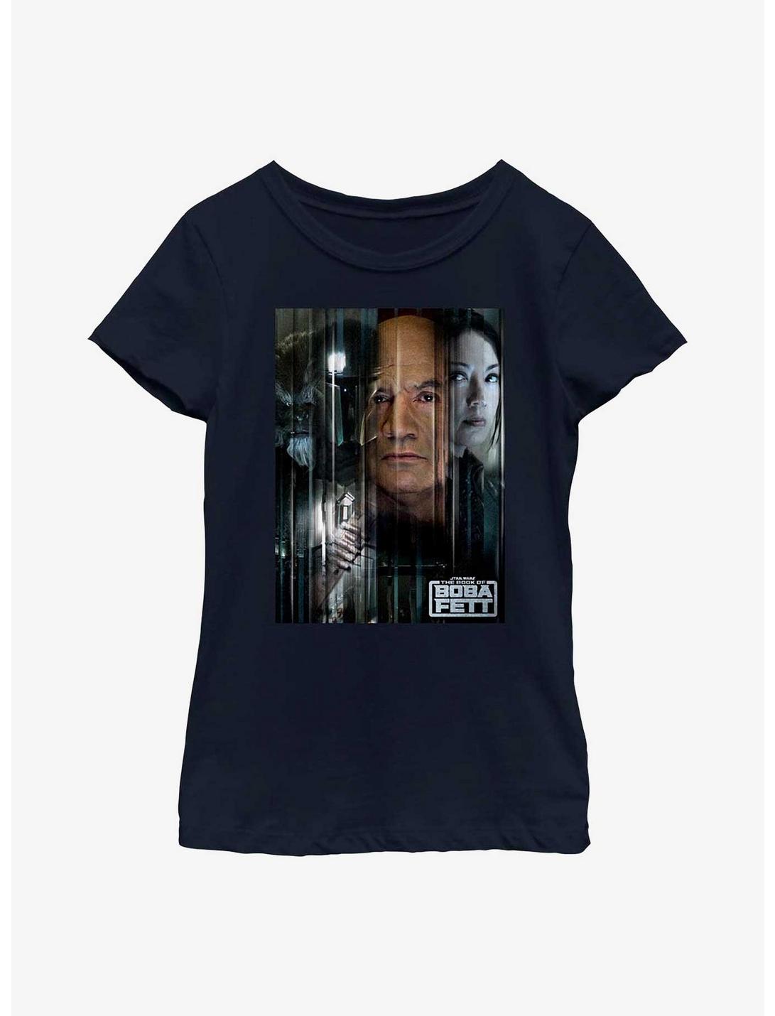 Star Wars Book Of Boba Fett Poster Youth Girls T-Shirt, NAVY, hi-res
