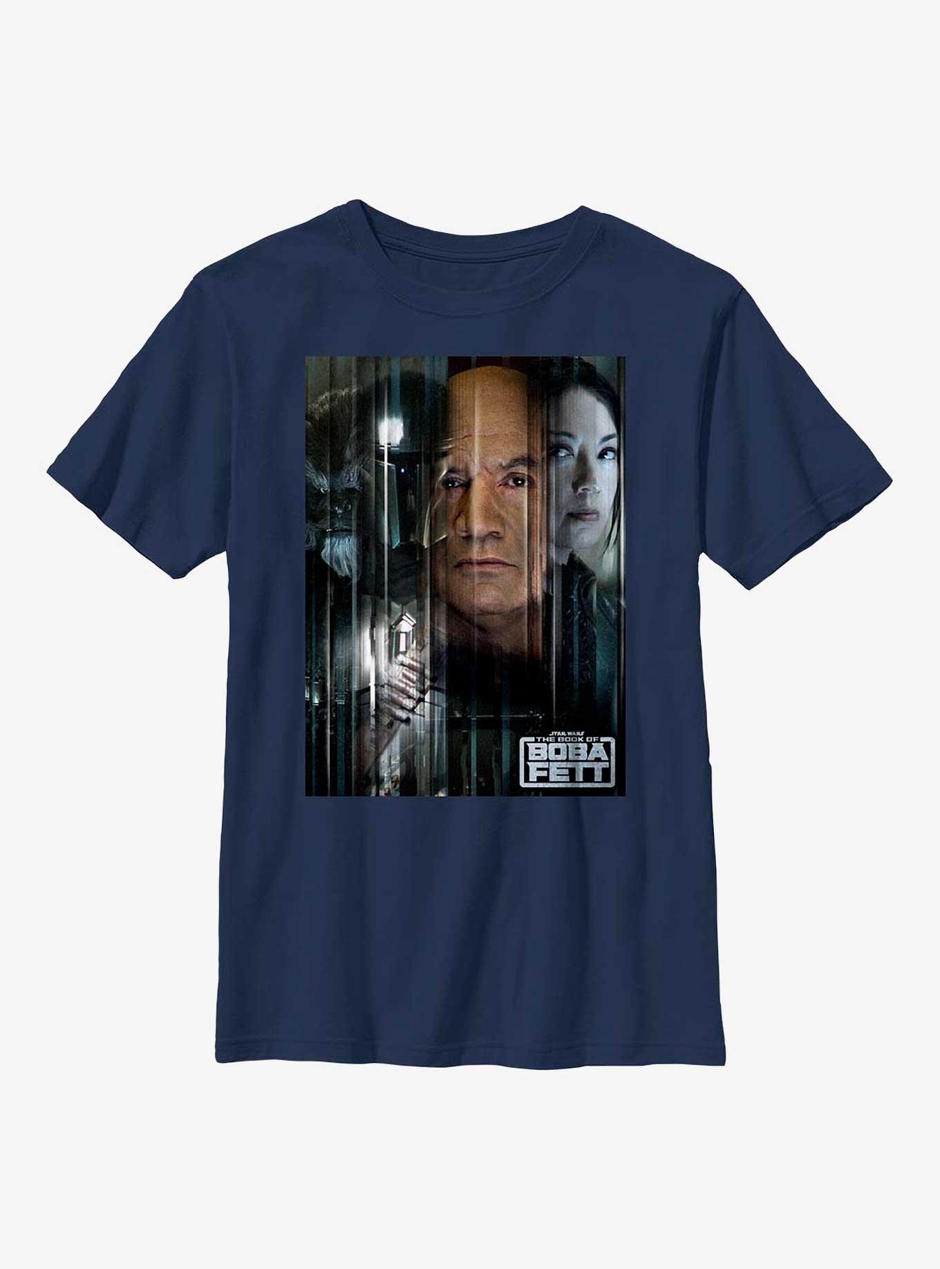 Star Wars Book Of Boba Fett Poster Youth T-Shirt, NAVY, hi-res