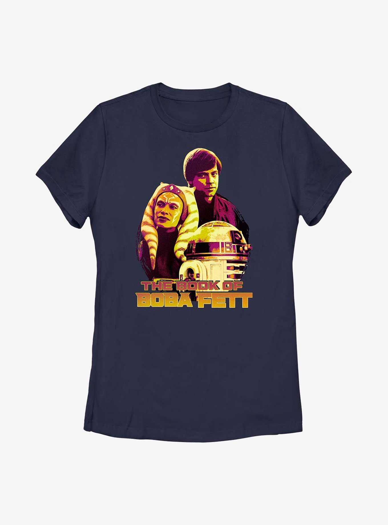 Star Wars Book Of Boba Fett Ahsoka Luke & R2 Womens T-Shirt, NAVY, hi-res