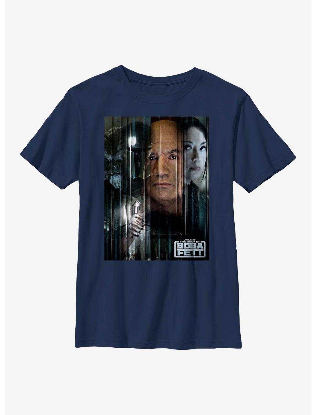 Star Wars Book Of Boba Fett Poster Youth T-Shirt, NAVY, hi-res