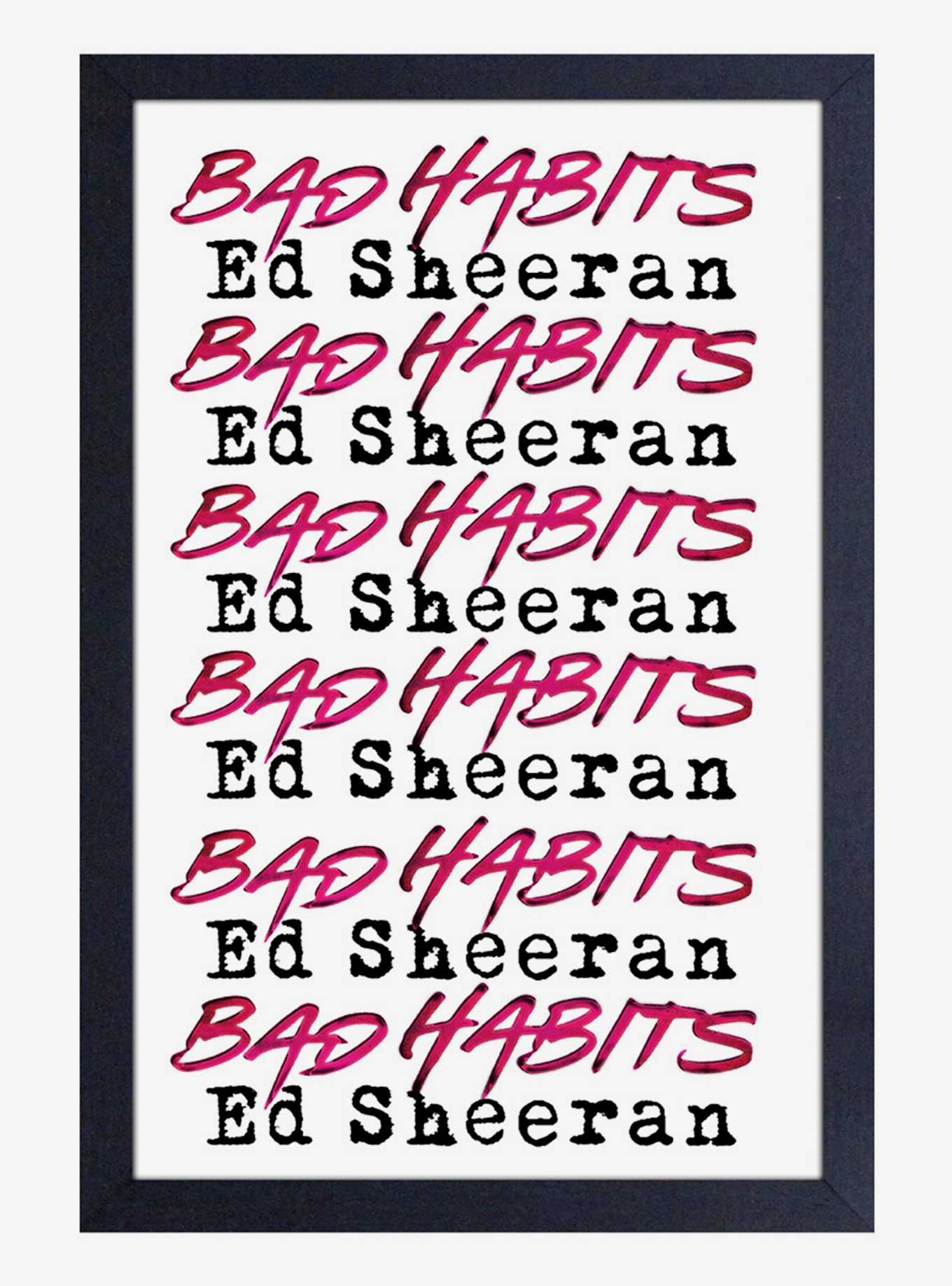 Ed Sheeran Bad Habits Repeat Framed Wood Wall Art, , hi-res