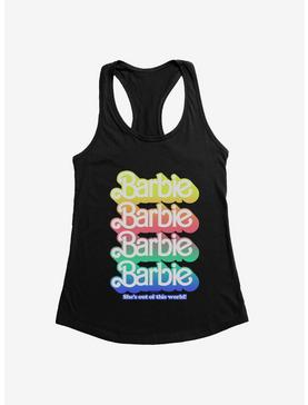 Barbie Pastel Rainbow She's Out Of This World Logo Womens Tank Top, , hi-res
