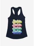 Barbie Pastel Rainbow She's Out Of This World Logo Womens Tank Top, MIDNIGHT NAVY, hi-res