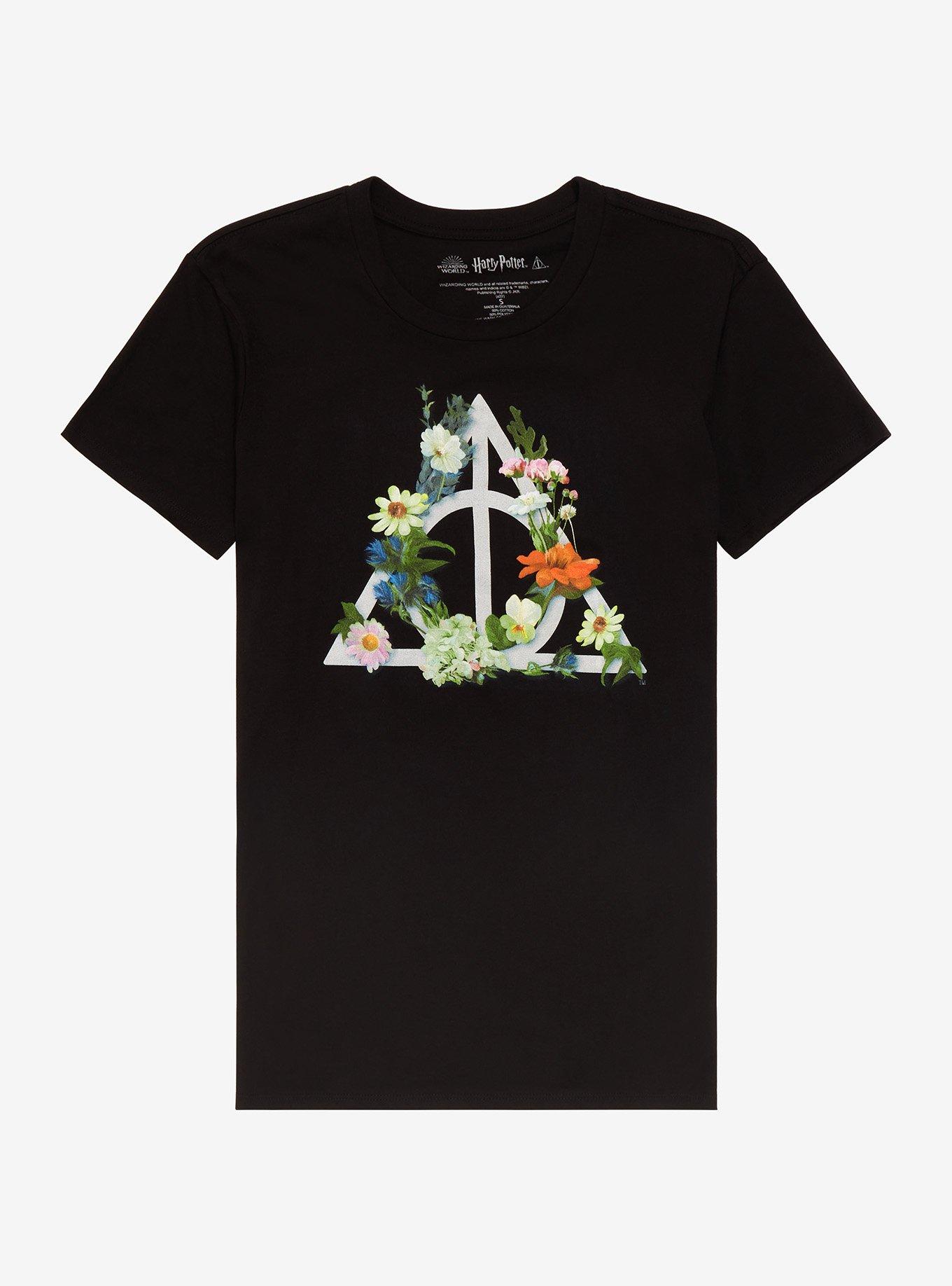 Harry Potter Floral Deathly Hallows Boyfriend Fit Girls T-Shirt, MULTI, hi-res