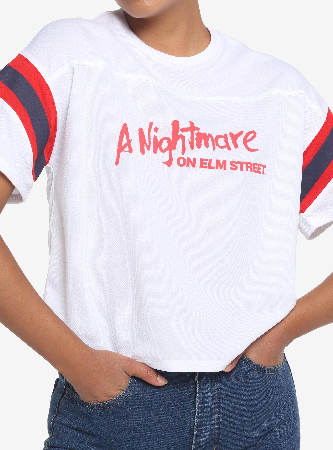 A Nightmare On Elm Street Varsity Girls Crop Jersey Top, , hi-res