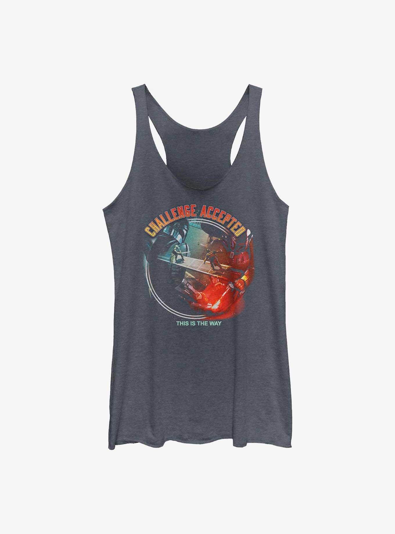 Star Wars The Book Of Boba Fett Challenge Accepted Girls Tank Top, NAVY HTR, hi-res