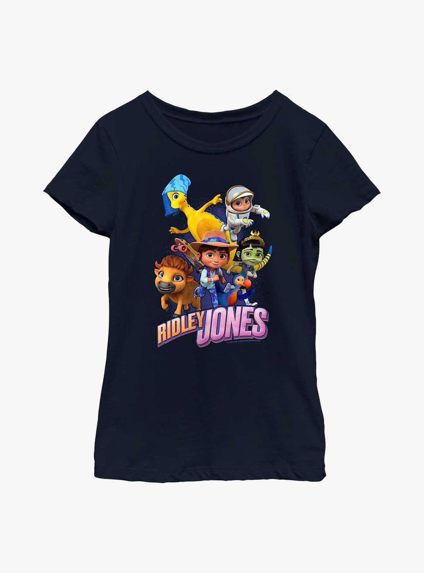 Ridley Jones Group With Logo Youth Girls T-Shirt, NAVY, hi-res