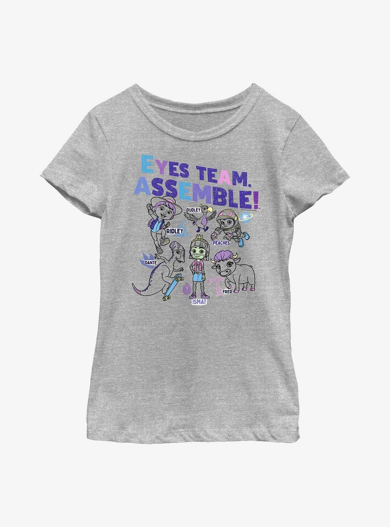 Ridley Jones Eyes Team Assemble Textbook Youth Girls T-Shirt, ATH HTR, hi-res