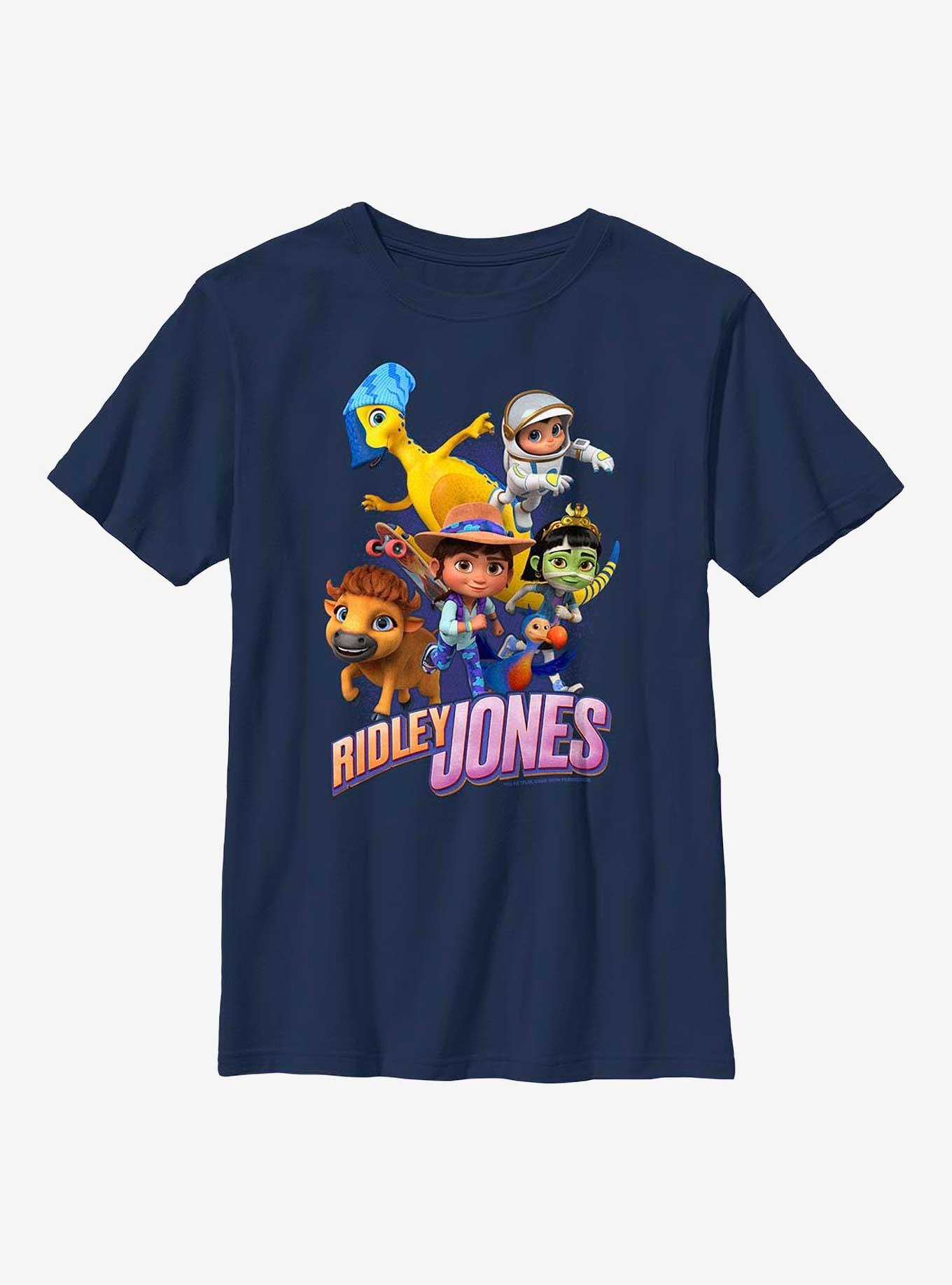 Ridley Jones Group With Logo Youth T-Shirt, NAVY, hi-res