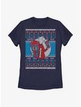 Icee Vintage Fair Isle Pattern Womens T-Shirt, NAVY, hi-res