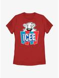 Icee Peeking Bear Logo Womens T-Shirt, RED, hi-res