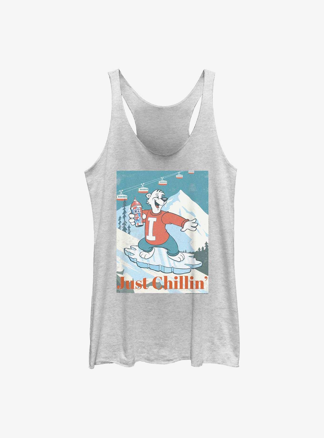 Icee Iceboarding Bear Just Chillin' Womens Tank Top, WHITE HTR, hi-res