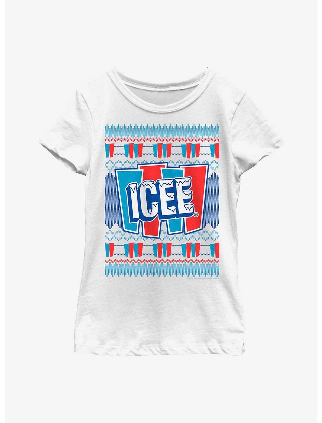 Icee Fair Isle Pattern Youth Girls T-Shirt, WHITE, hi-res
