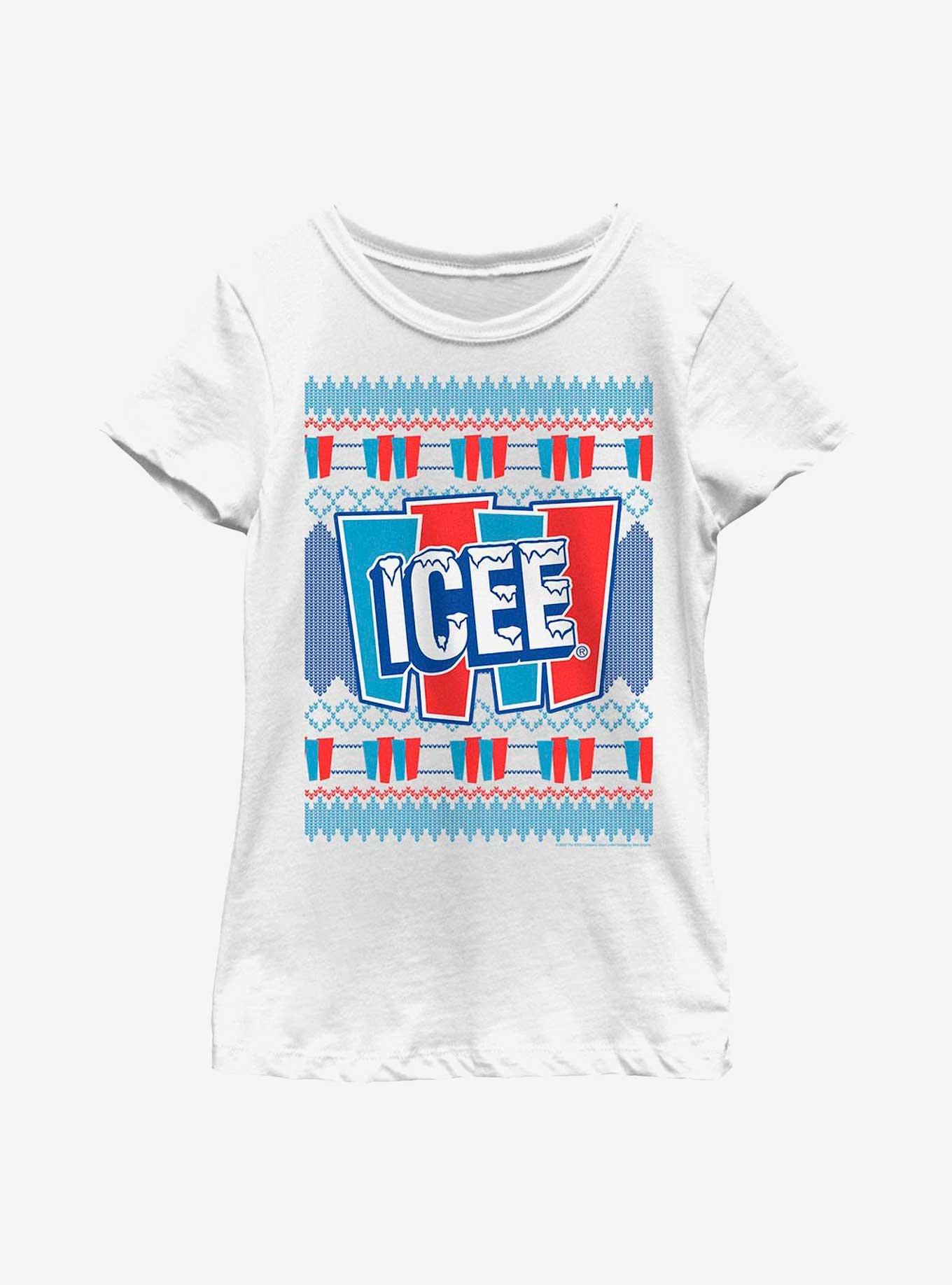 Icee Fair Isle Pattern Youth Girls T-Shirt, WHITE, hi-res