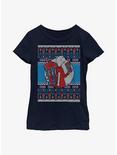 Icee Vintage Fair Isle Pattern Youth Girls T-Shirt, NAVY, hi-res