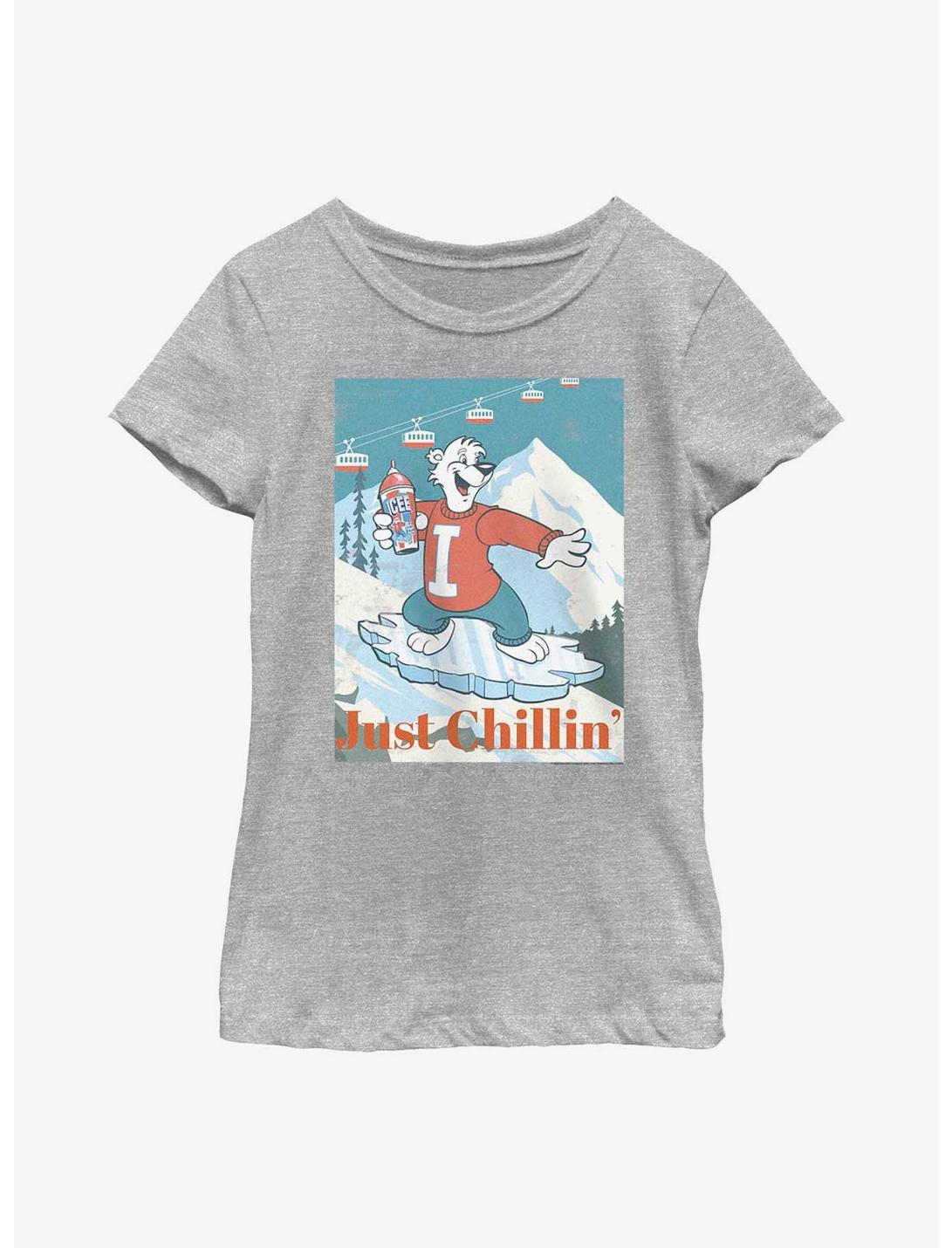 Icee Iceboarding Bear Just Chillin' Youth Girls T-Shirt, ATH HTR, hi-res