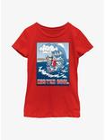 Icee Surfing Bear Youth Girls T-Shirt, RED, hi-res