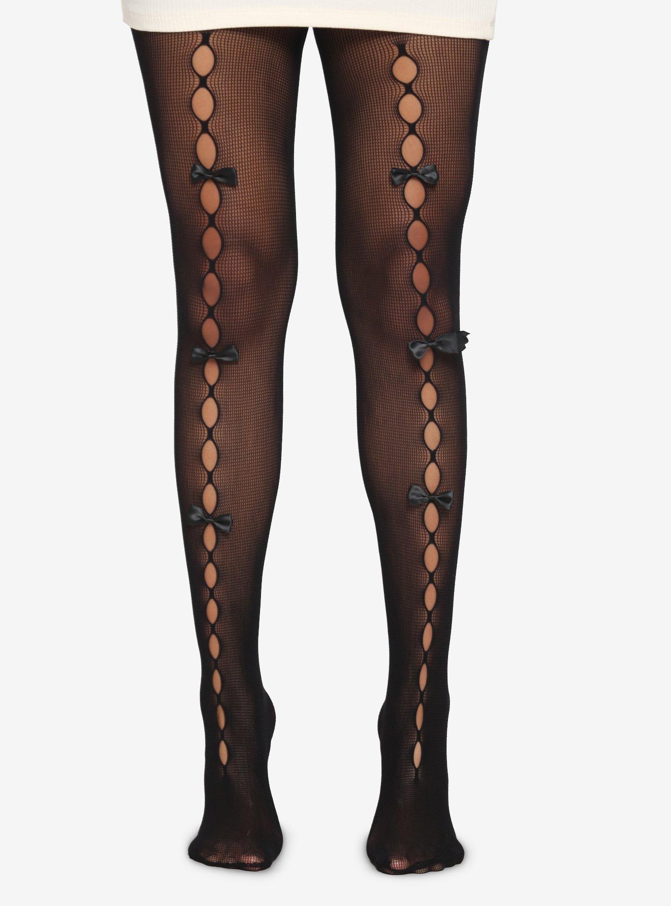 Black Cut-Out Bow Tights, , hi-res