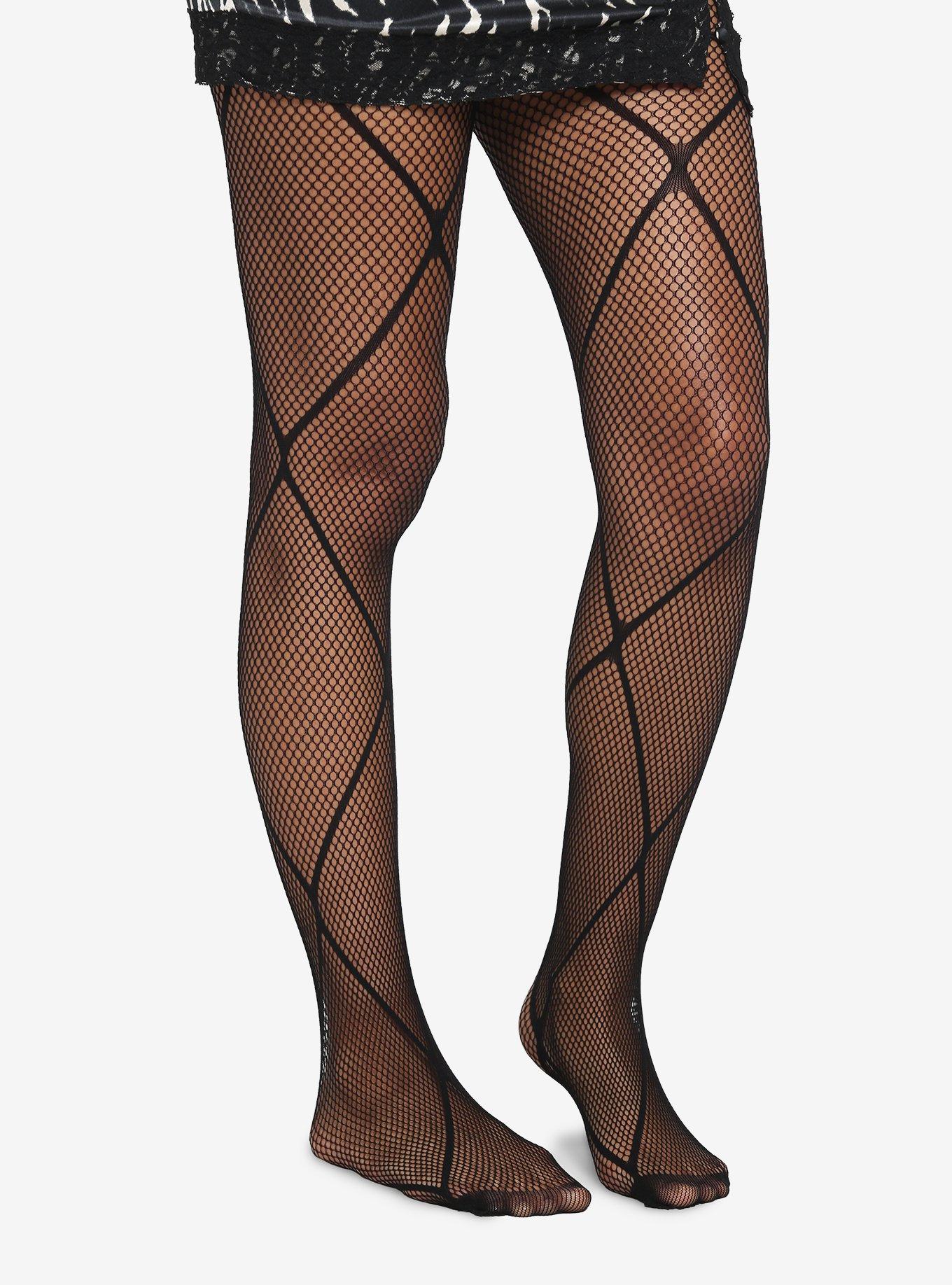 Black Crisscross Fishnet Tights, , hi-res