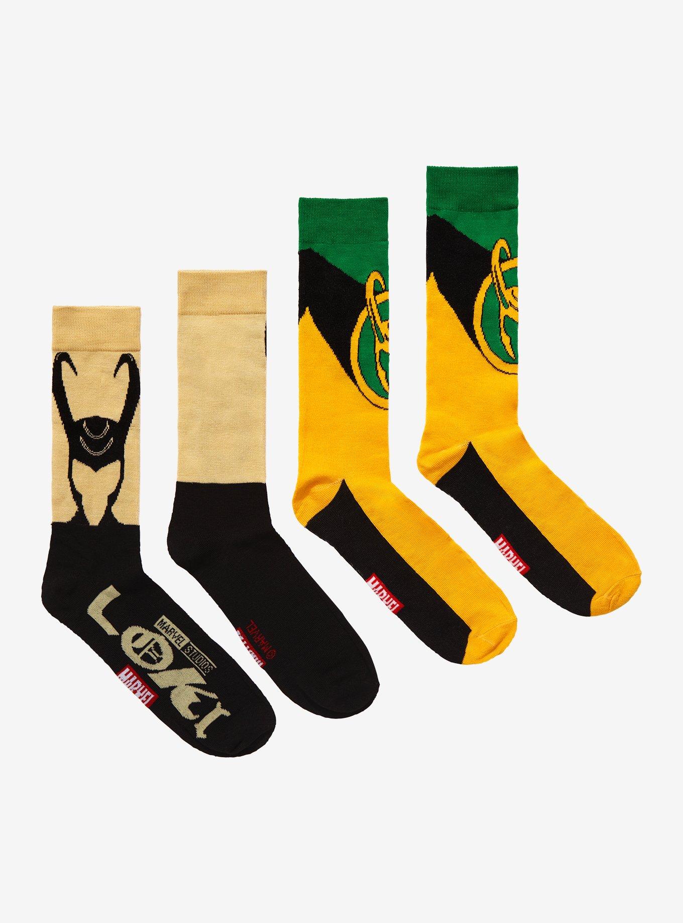 Marvel Loki Helmet Crew Socks 2 Pair, , hi-res