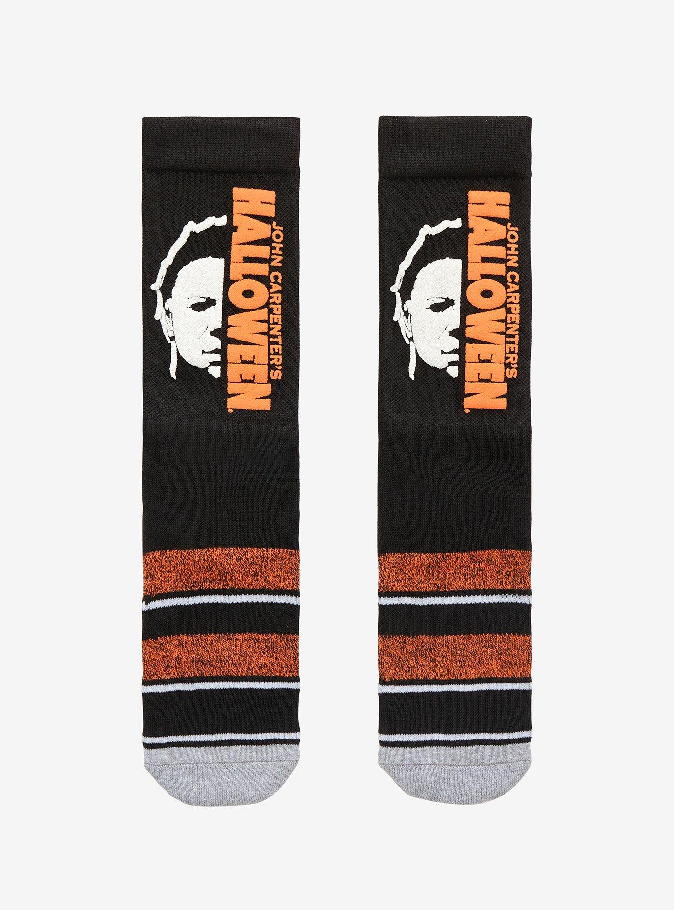 Halloween Michael Meyers Stripe Crew Socks, , hi-res