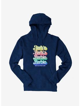 Barbie Pastel Rainbow She's Out Of This World Logo Hoodie, NAVY, hi-res