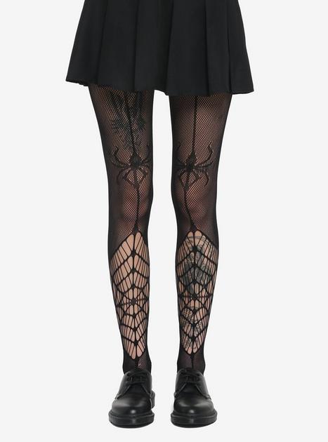 Black Web Spider Fishnet Tights | Hot Topic