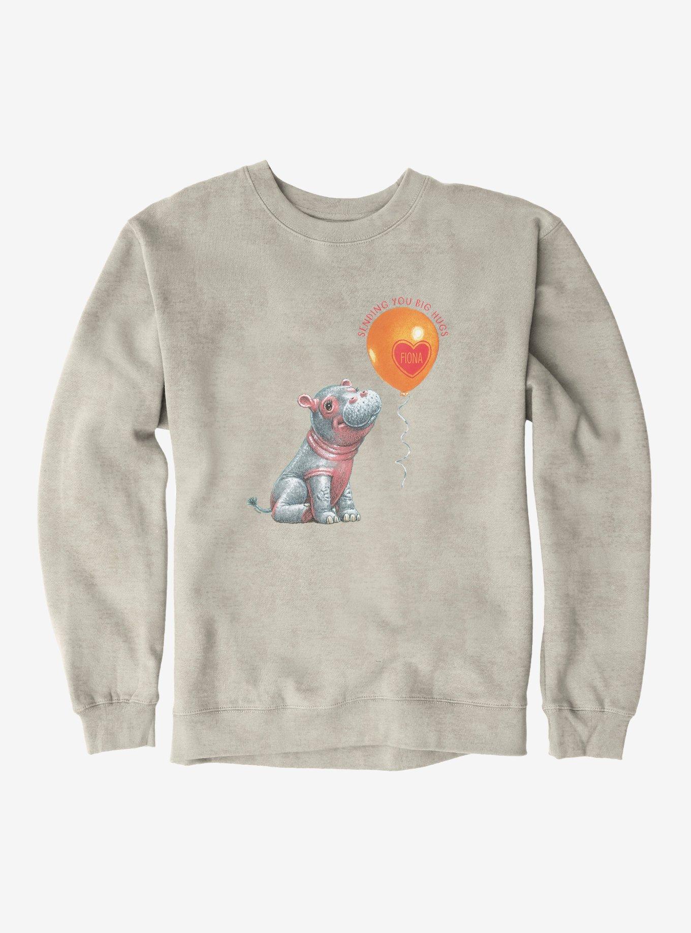 Plus Size Fiona The Hippo Valentine's Day Heart Balloon Sweatshirt, , hi-res