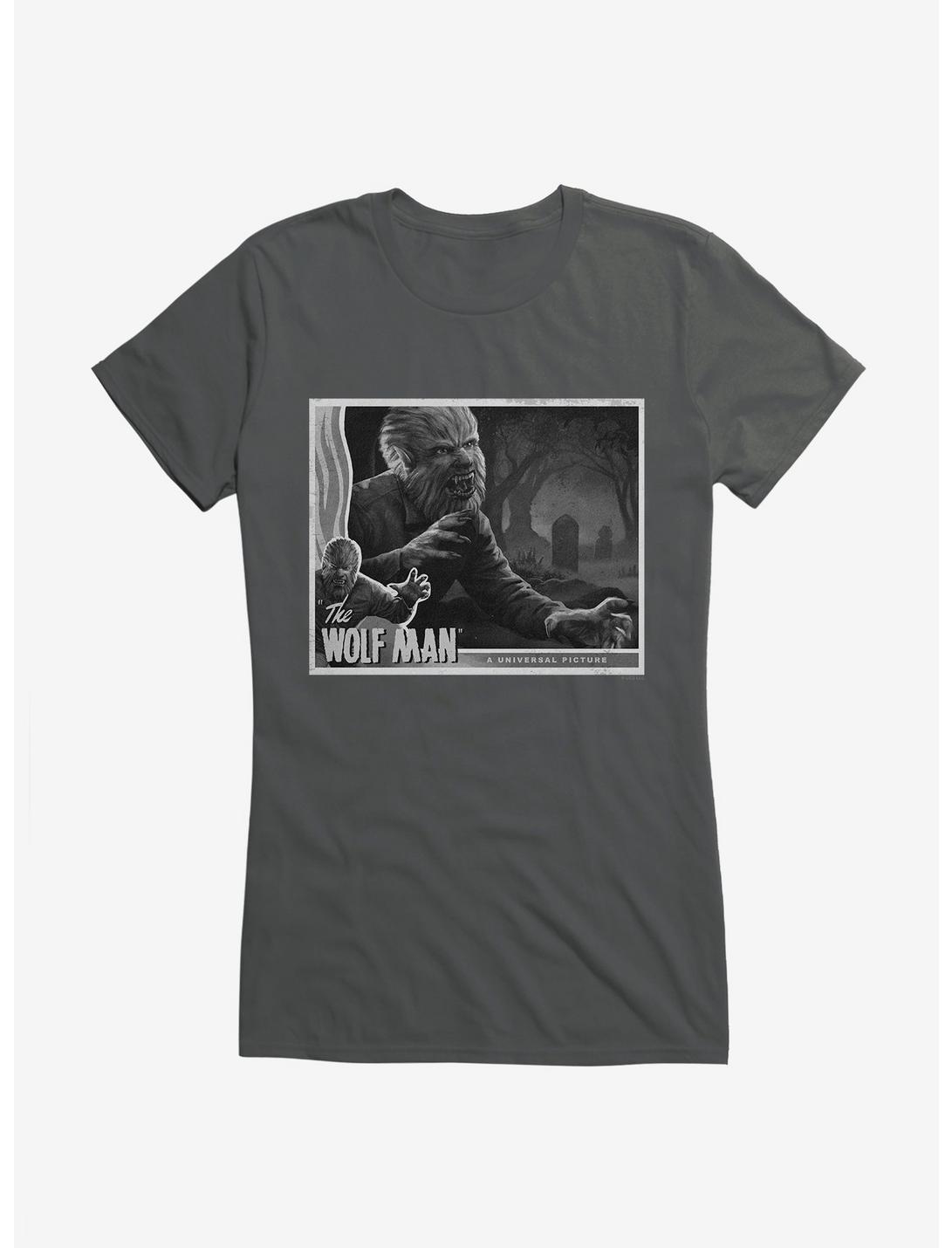 The Wolf Man Black And White Movie Poster Girls T-Shirt, CHARCOAL, hi-res