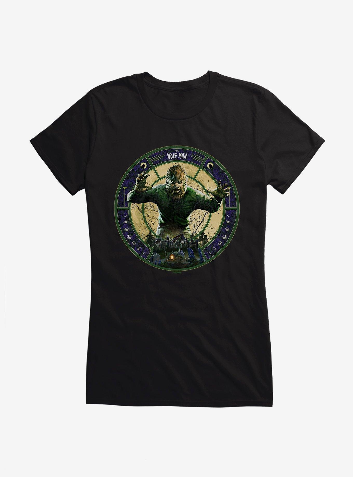 The Wolf Man Moon Phases Girls T-Shirt, BLACK, hi-res
