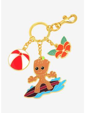 Loungefly Marvel Guardians of the Galaxy Surfing Groot Multi-Charm Keychain - BoxLunch Exlusive, , hi-res