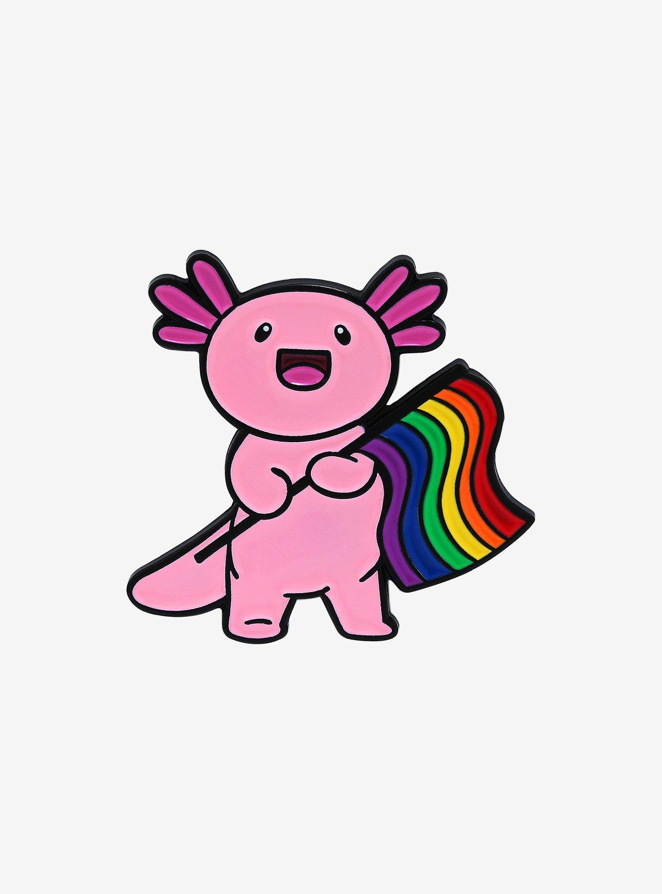 Chibi Axolotl with Pride Flag Enamel Pin - BoxLunch Exclusive , , hi-res