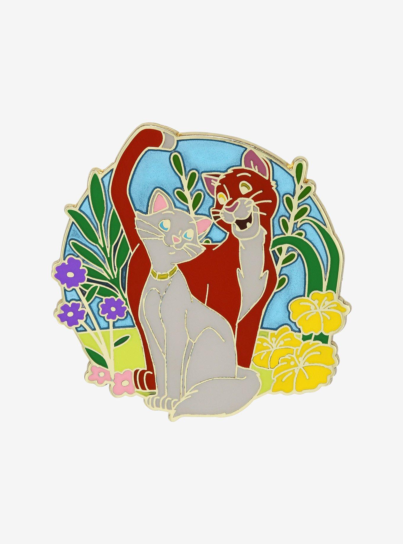 Disney The Aristocats Duchess & Thomas O&rsquo;Malley Floral Enamel Pin - BoxLunch Exclusive, , hi-res