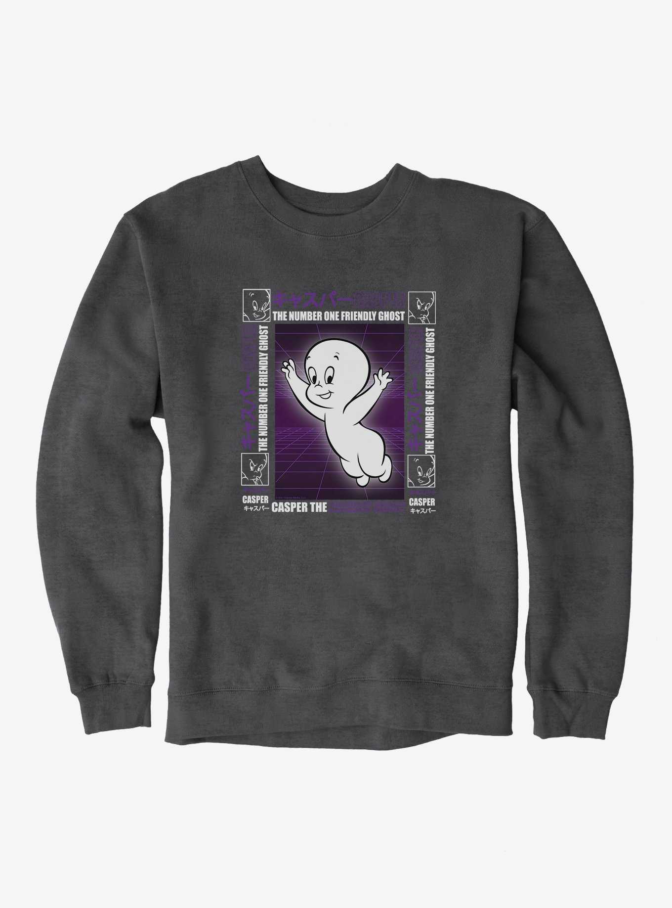 Casper The Friendly Ghost Virtual Raver Number One Sweatshirt, CHARCOAL HEATHER, hi-res