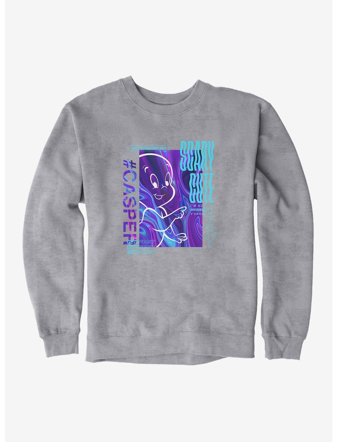 Casper The Friendly Ghost Virtual Raver Scary Cute Sweatshirt, HEATHER GREY, hi-res