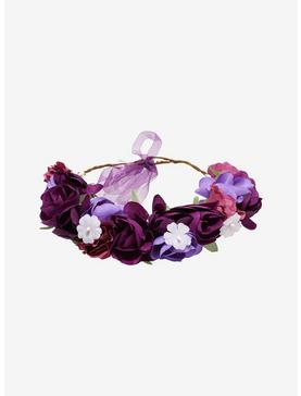 Purple Faux Flower Crown, , hi-res